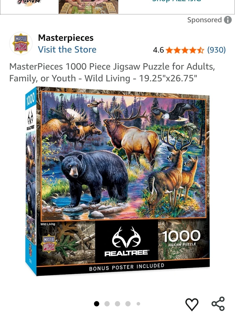 Realtree Wild Living 1000-Piece Puzzle - Blue, Brown, Green, Black